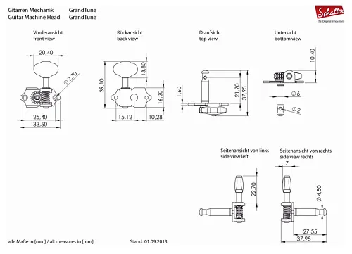 Schaller 10510523.41.30 GrandTune Комплект одиночных колков для акустической и электрогитары.